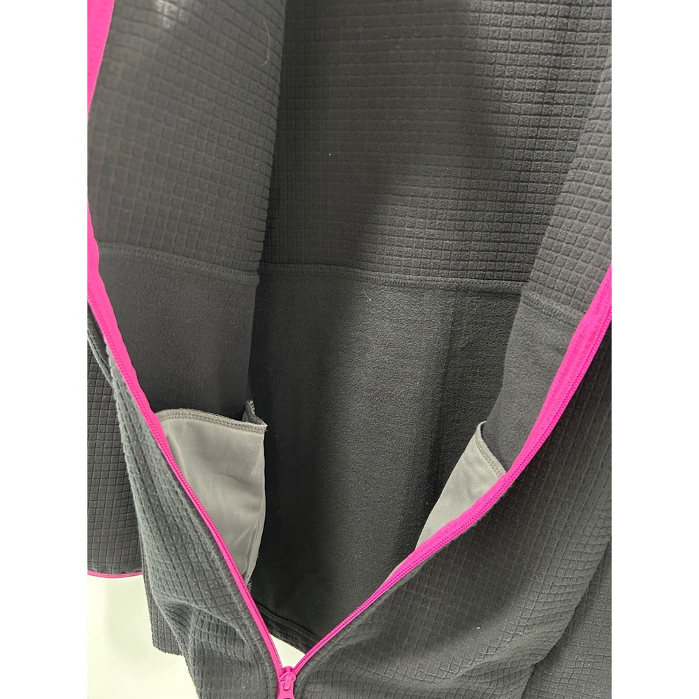 Lands End Womens XXL Gray Pink Grid Texture Full Zip Fleece Jacket Mock Neck - Picture 5 of 11